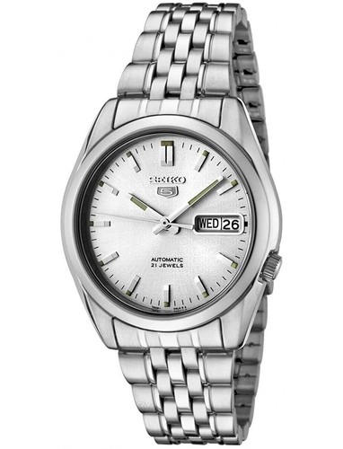 Seiko 5 Quadrante Argento Automatico Acciaio 37mm Orologio Da Uomo  DIMENSIONE CASSA SNK355K1 RRP £ 169 | eBay