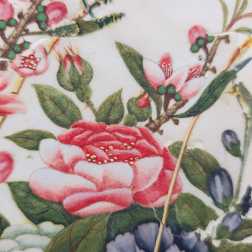 Antik 19. Jahrhundert Reispapier chinesischer Blumenstrauß Aquarell schwere BESCHÄDIGUNG - Bild 19 von 24
