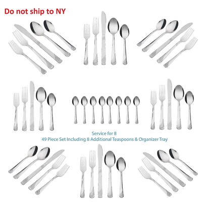 49Pc Stainless Steel Cutlery Set Spoon Fork Knife Flatware