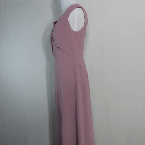 Social Bridesmaids 8186 Dusty Rose Sheer Crepe Off-The-Shoulder Dress Size 6 - Picture 6 of 12