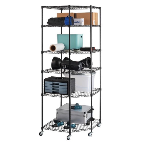 6Tier Corner Shelf Shelving Wire Metal Rack Storage Organizer Heavy Duty w/Wheel - Picture 6 of 12
