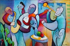 Abstract Tile Backsplash Warren Cullar Musical Art Ceramic Mural WC143