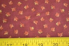 14" Long, Small Leaves on Rusty-Red Cotton, Thimbleberries/Autumn Sunset, V694