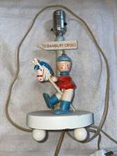 Vintage Nursery Lamp Light Fixture Horse Hand Painted Wood Made USA Working
