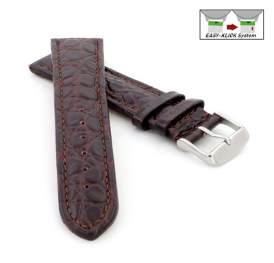 Easy-Klick Kroko-Alligator Uhrenarmband Modell African-DS mocca 18 mm
