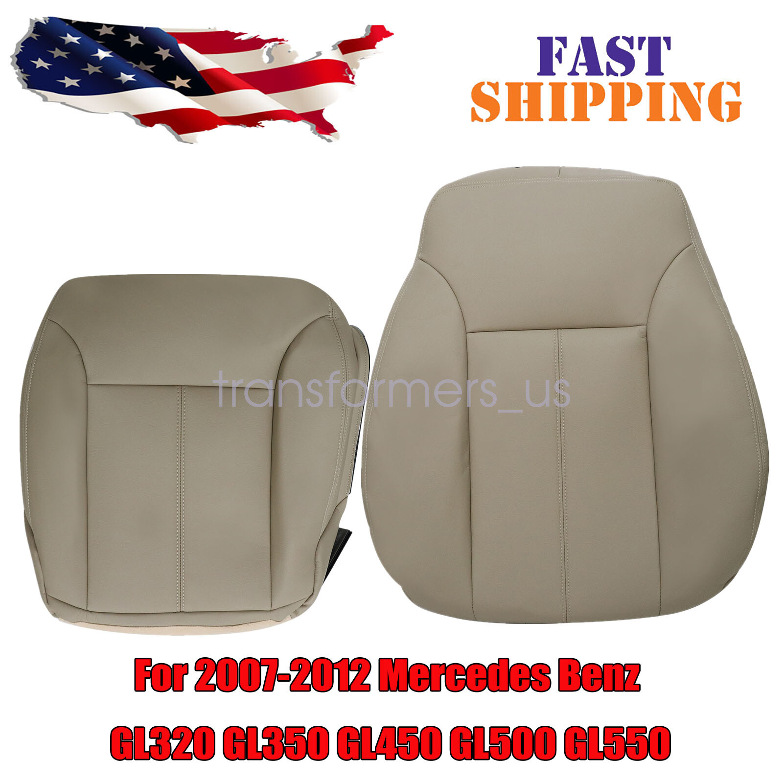 2007-2012 For Mercedes Benz GL350 Driver Bottom & Back Leather Seat Cover Tan