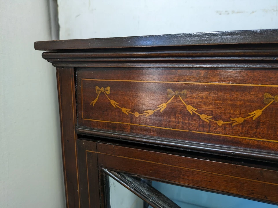 Antiguo gabinete de exhibición de curiosidades de vidrio eduardiano de caoba Queen Anne Chippendale Foto 4 de 4