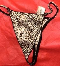 VTG Sears THONG HIGH LEG Polyester Animal Print Cheeky One size S/L Panties