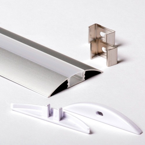 5309 PROFILO TANGENTE ALLUMINIO 1M PER STRISCE STRIP LED BARRA RIGIDA 1MT - Foto 5 di 6