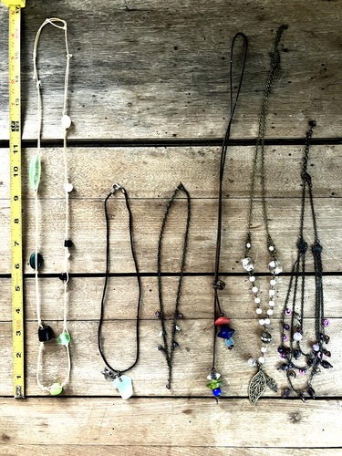Lot 6 ORIGINAL NECKLACES Boho Festival Jewelry Beads Leather Beach Glass UNIQUE - Picture 2 of 8