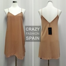 ZARA WOMAN SALE! NWT NUDE BROWN SLIP MINI DRESS SIZE S 5580/201 SALE