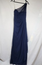 David's Bridal One Shoulder Navy Blue Gown Dress Size 2 Bridesmaid Prom Maxi