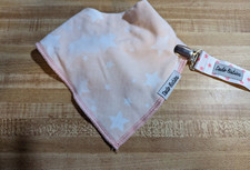 Dodo Babies Baby Girl Cotton Blend Pink White Stars Bib  Pacifier Set