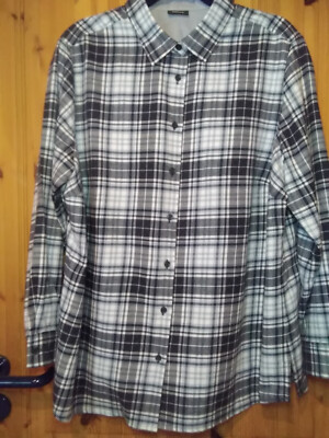Bluse, Walbusch, Gr. 50, blau-kariert, Baumwoll-Flanell