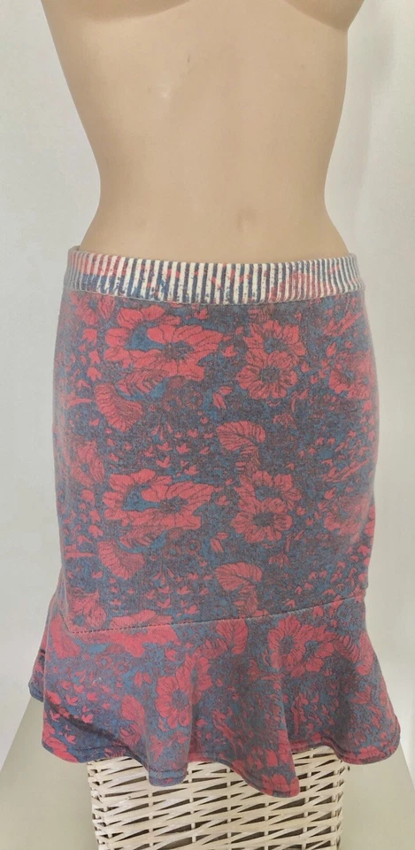 VERSACE VERSUS Wool Flounce Pencil skirt Floral Ruffle Hem IT44-M Block Print💐 - Image 2 of 4