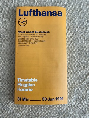 Lufthansa Airlines Timetable - 31 MAR 1991
