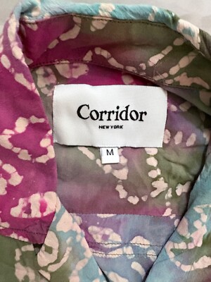 Corridor NYC lyocell tie dye blue green medium pool shirt