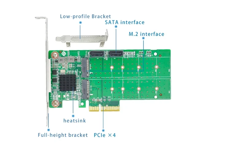 PCIe 2.0 4 Port M.2 SATA 3.0 RAID Controller Card with Marvell 88SE9230 Chipset - Image 2 of 4