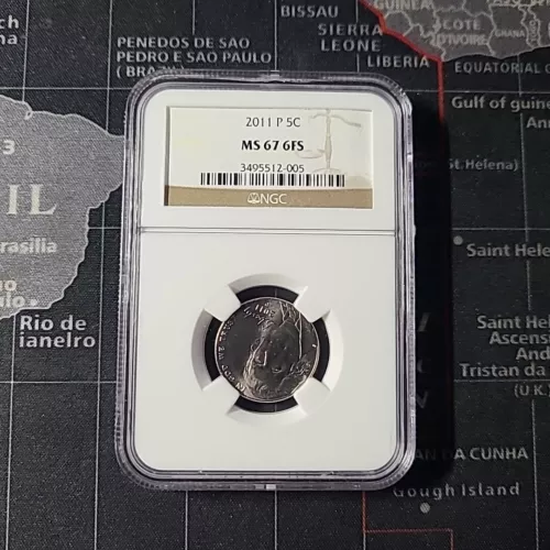 2011 P Jefferson Nickel 5c NGC MS 67 6FS Full Steps  * Slabbed Upside Down  * 