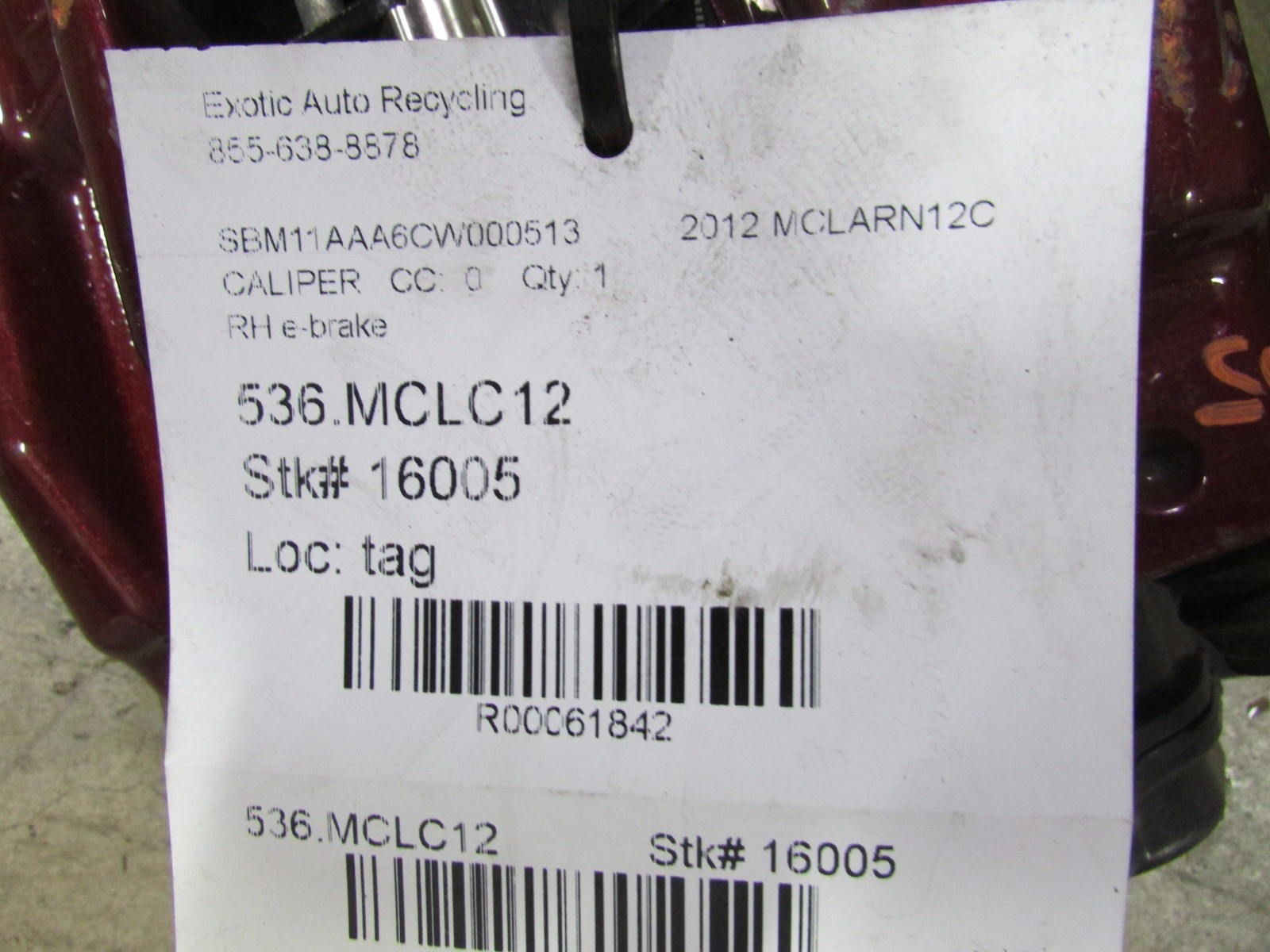 McLaren MP4-12C, RH, Right E-Brake Caliper, CCM Version, Painted