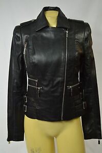 Bebe jacket coat moto midtown Claire leather bomber black XS S M L $249 ...