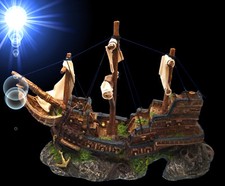 TOP Aquarium Deko 🍀 SCHIFFSWRACK GALEONE 🍀 Höhle Stein Zubehör (152)