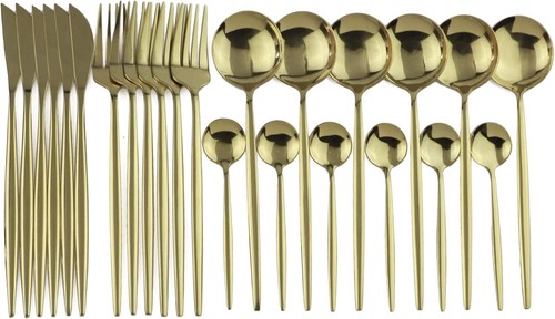 Premium 24-Piece Stainless Steel Cutlery Set with Gift Box - Ideal for Weddings - 第 2/4 張圖片