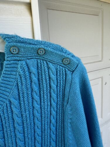 NWT Talbots Pretty Turquoise Cabled Crew Neck Long Sleeve Sweater 2X 18W 20W - Picture 3 of 5