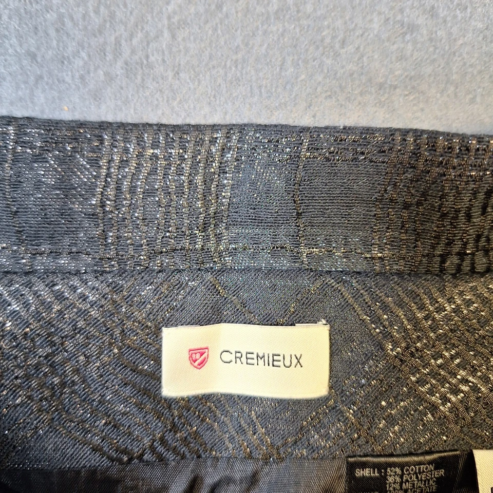 Falda Cremieux Línea A Ligera Elastizada Sólida Metálica Negra Para Mujer Talla 10 Foto 3 de 4