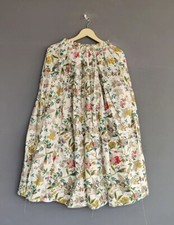 Indian Pure Cotton White Floral Skirt Women's Clothing Long Skirt Beach Skirt US