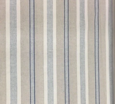 FRANK THOMAS INTERIORS Princeton French Linen Multi Stripe Blue 280cm/108" Wide Curtain Blind Fabric