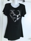 edles Shirt, schwarz, großes glitzerndes Diamant-Motiv, ungetragen, S/M, neu