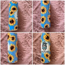 Mama, 20 oz straight skinny tumblers sublimation, Sunflowers