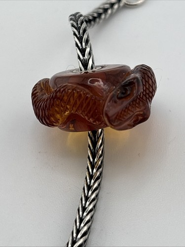 Trollbeads Very Rare Carved Snake Amber Bead XXL #327 - Picture 8 of 8