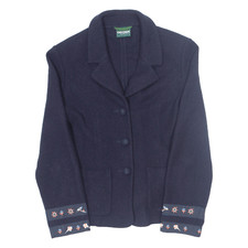 Vintage Geiger Womens Blazer Jacket Blue Wool 90s S