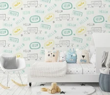 3D Hello Letters ZHUA13265 Wallpaper Wall Murals Removable Self-adhesive Amy