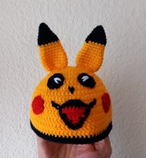 Pikatchu Baby Mütze Pokémon Pikachu ca. 40 cm Kopfumfang *Echt Handarbeit*