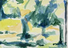 Original Abstract Landscape Watercolor Painting - Signed by Artist,  5” X 7”