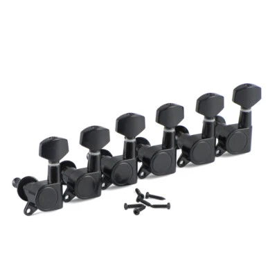 FLEOR Left-Hand Electric Guitar Tuning Pegs Tuners 6L Machine Heads Keys Black