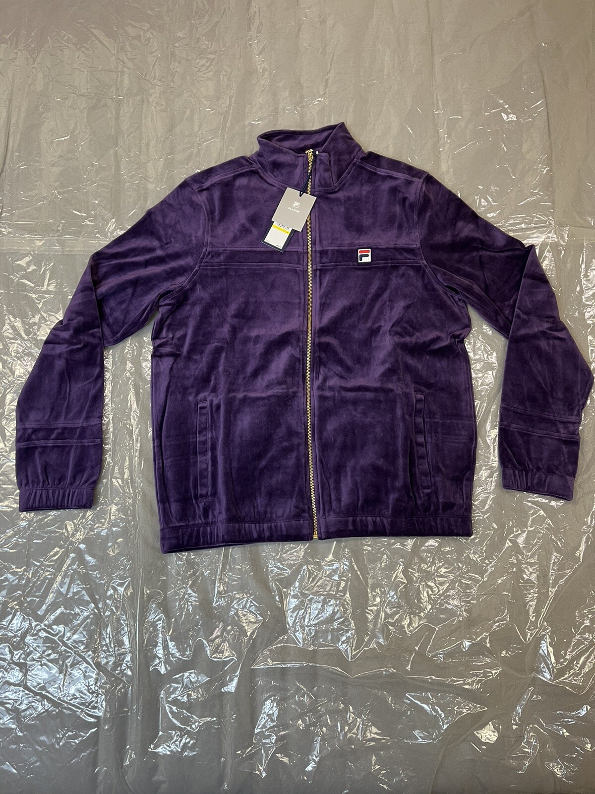 Fila Mens Velour Tracksuit Sweatsuit Solid Purple Velvet M L XL 2XL 3XL