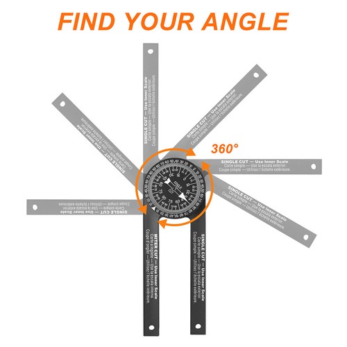 US Miter Saw Protractor High Accuracy Angle Finder Measuring Ruler Tool + Pencil - Picture 9 of 13