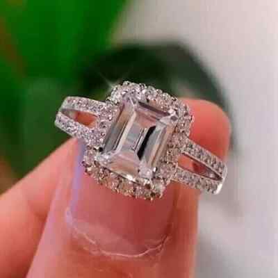 Tester Pass Moissanite Women's Engagement Ring 14K White Gold Plated
