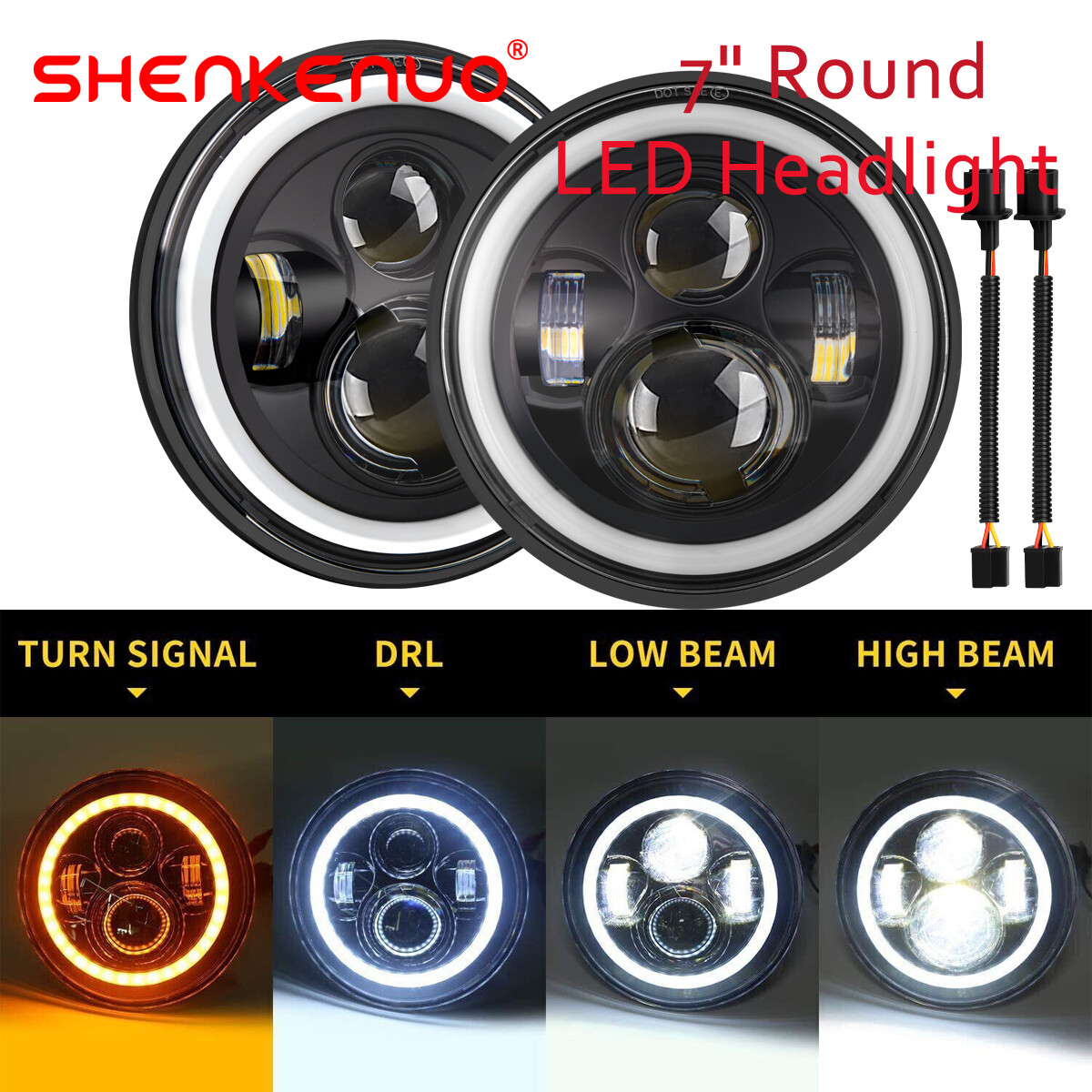 7 Inch Round LED Halo Headlights for 1955-1957 Chevy Bel Air