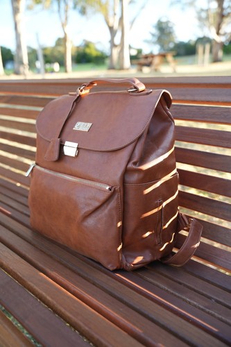 ELF JADE Nappy Bag Backpack Vegan Leather Brown Diaper Mummy Mother Baby Gift - Picture 6 of 7