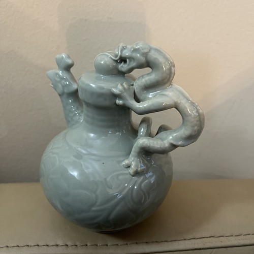 Vintage Green Dragon Chinese Teapot 5.5” Reverse flow. Decorative use only - Picture 4 of 7