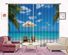 3D Beach Chairs ZHUA2814 Photo Curtain Window Blockout Fabric Amy 2023