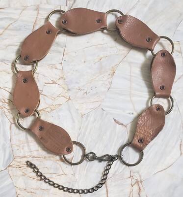 Vintage Cache Leather Ring Linked Studded Jeweled Belt SM  display picture 1