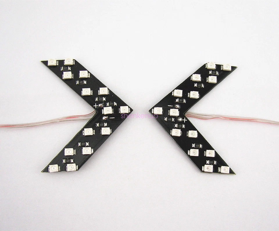 Universal 2 Pcs Double Arrows Blue Rearview Mirror Sequential Panel LED Lights Foto 4 de 4