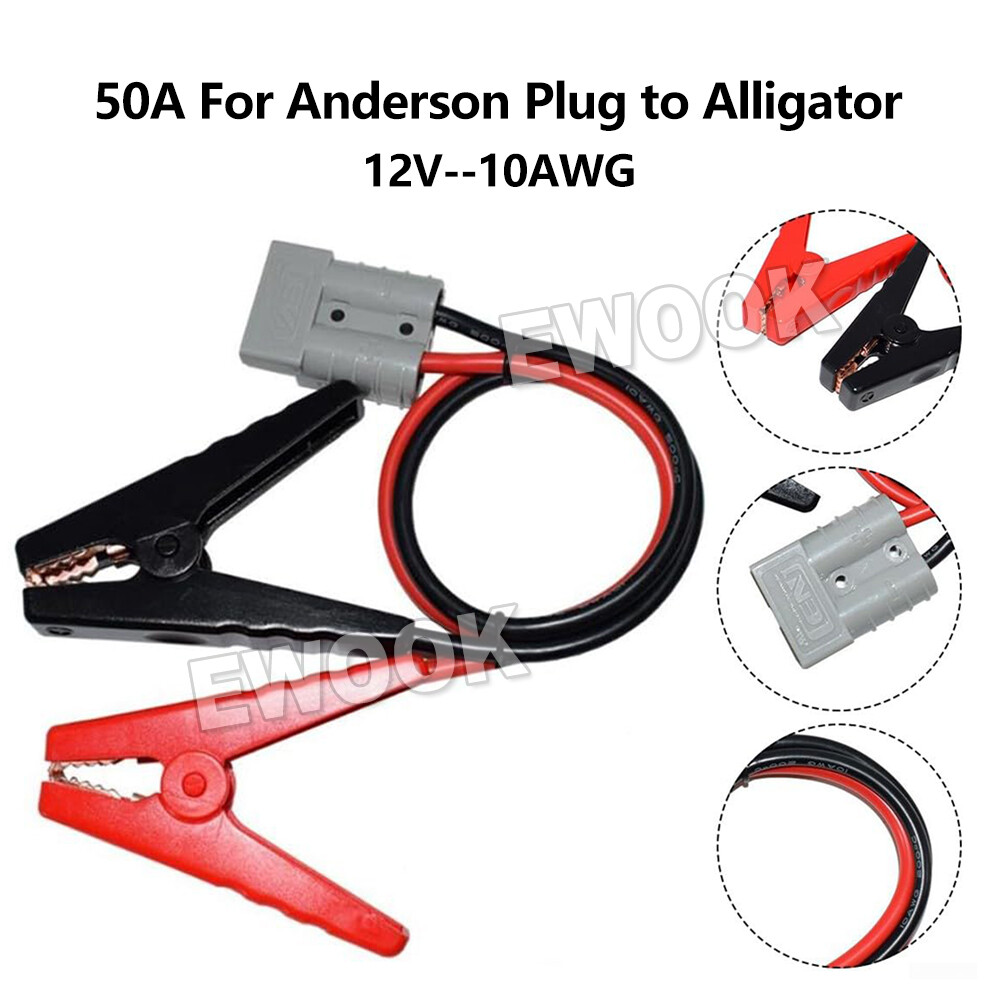 Genuine Anderson Plug to 12V Alligator Clip Clamps Battery Connectors