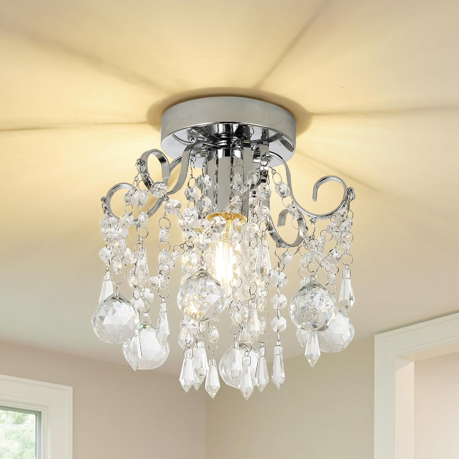 Lampadario Moderno Cristallo 1 Luce - Plafoniera Minimalista Soggiorno
